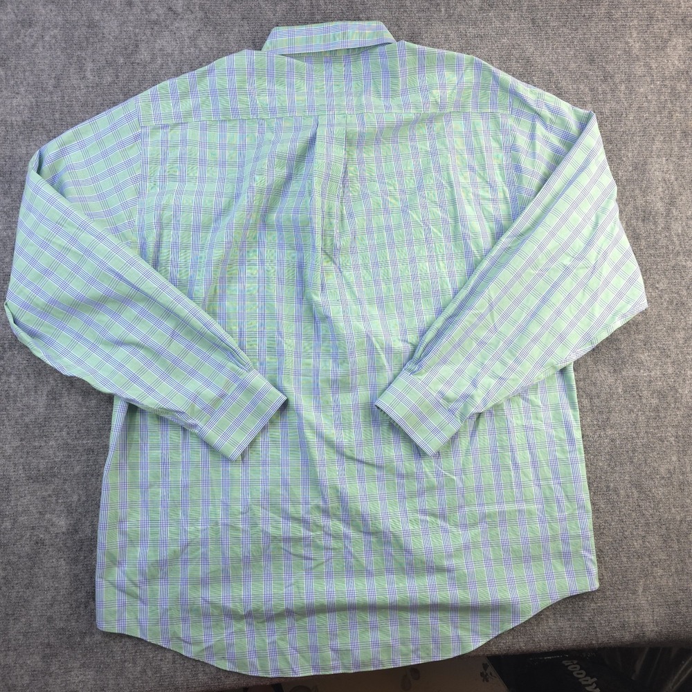 Brooks‎ Brothers Shirt Large Non Iron Green Blue Plaid Button Down Long Sleeve - Picture 6 of 7